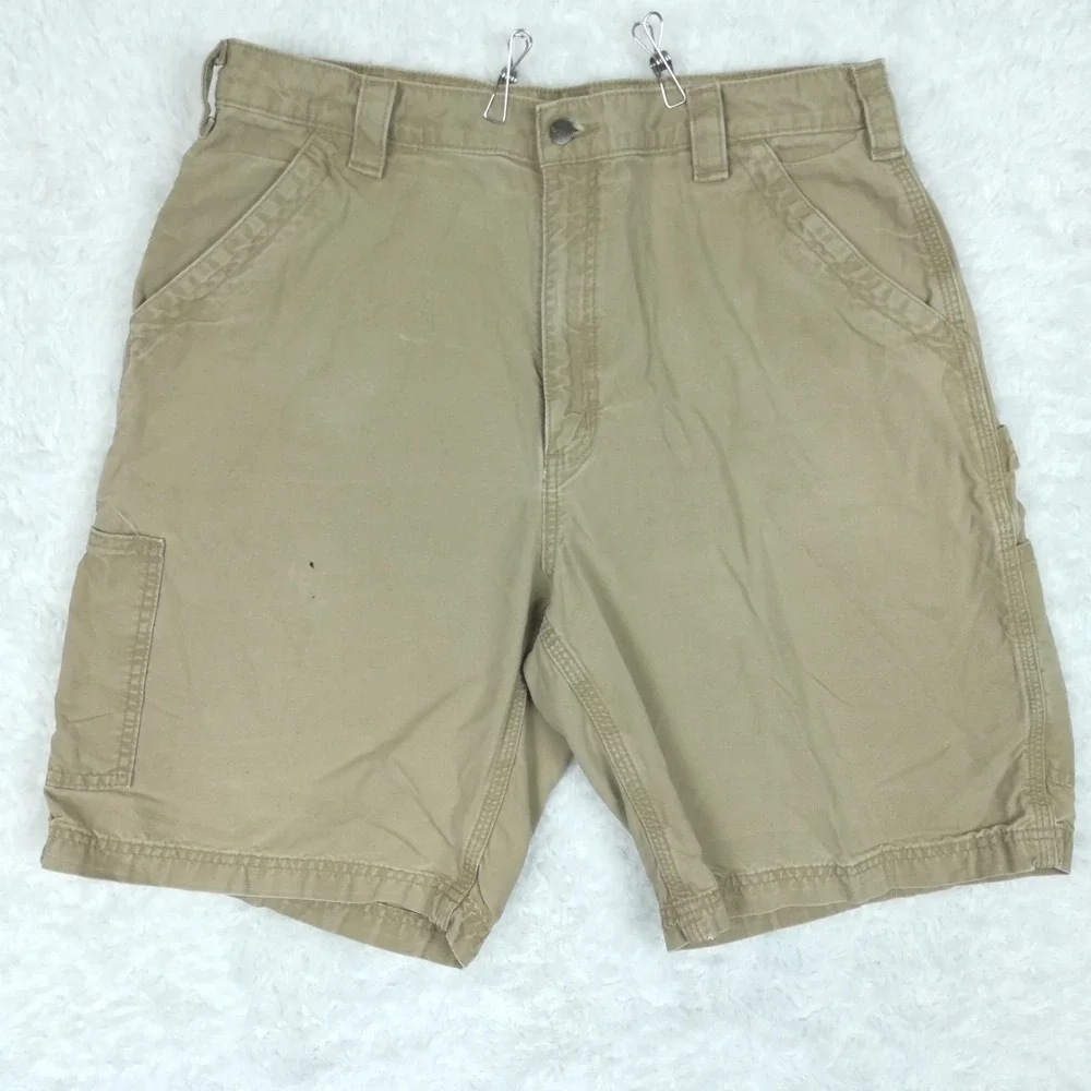 Carhartt Mens Shorts Cargo Loose Fit Beige Tan Canvas Work BS0147 38